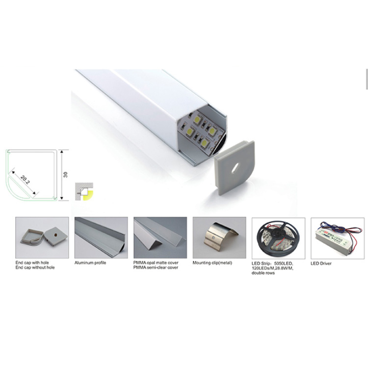 Corner Channel Aluminum LED Profile For 20mm Multi-Row Flexible LED Strip Lighting